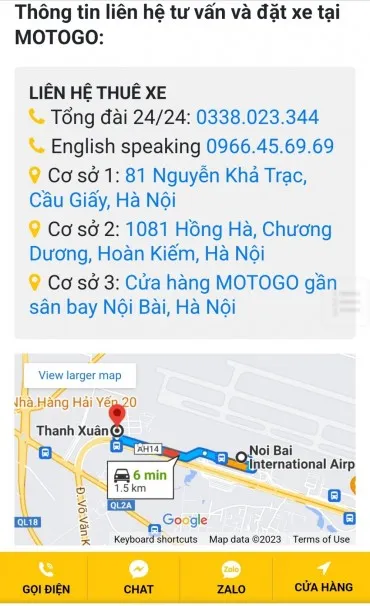 CHO THUÊ XE MÁY SÂN BAY NỘI BÀI